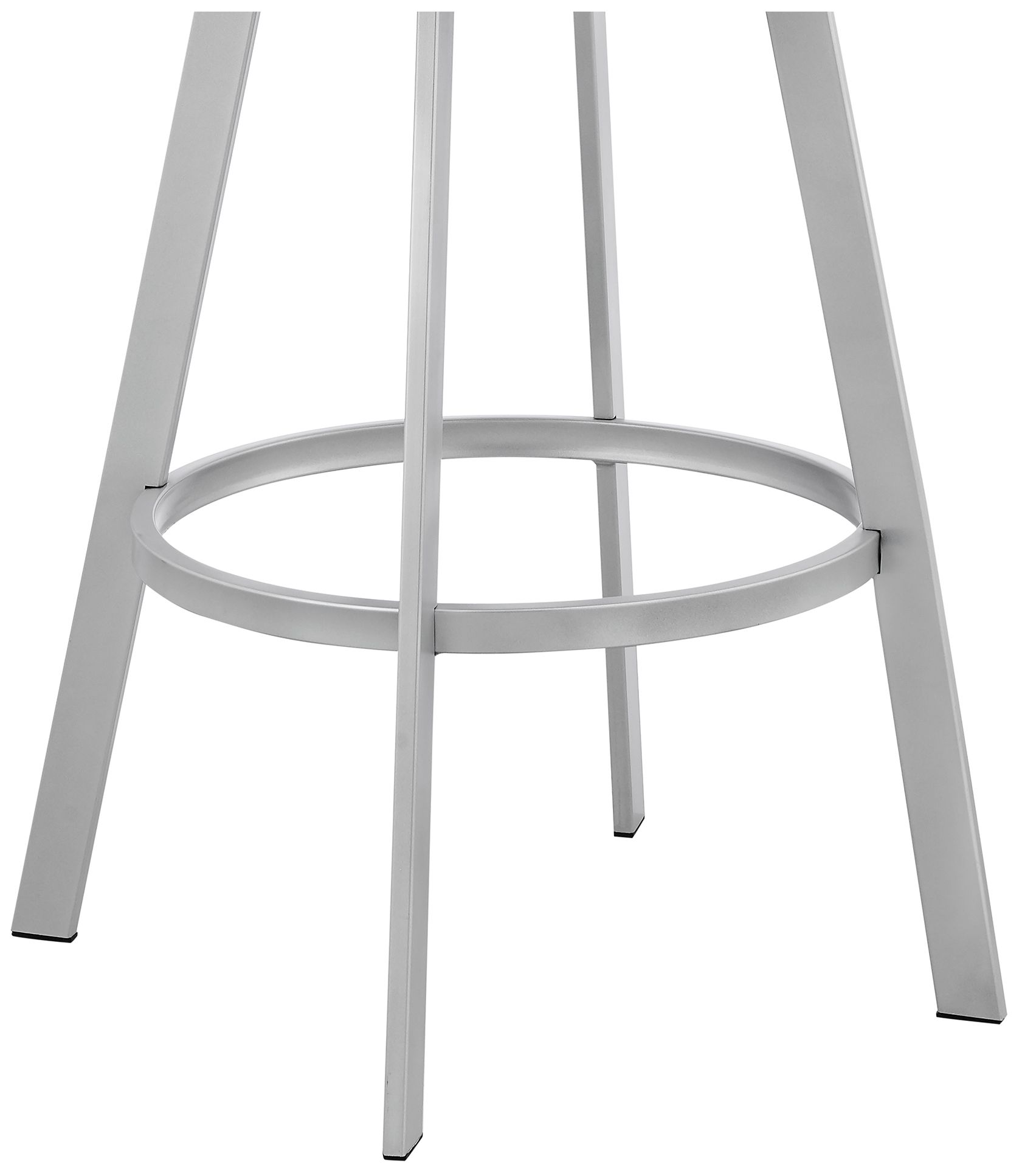 Bronson 25 in. Barstool in Silver Finish with Slate Grey Faux Leather