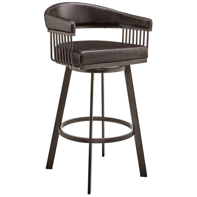 Image 1 Bronson 25 in. Swivel Barstool in Java, Chocolate Faux Leather