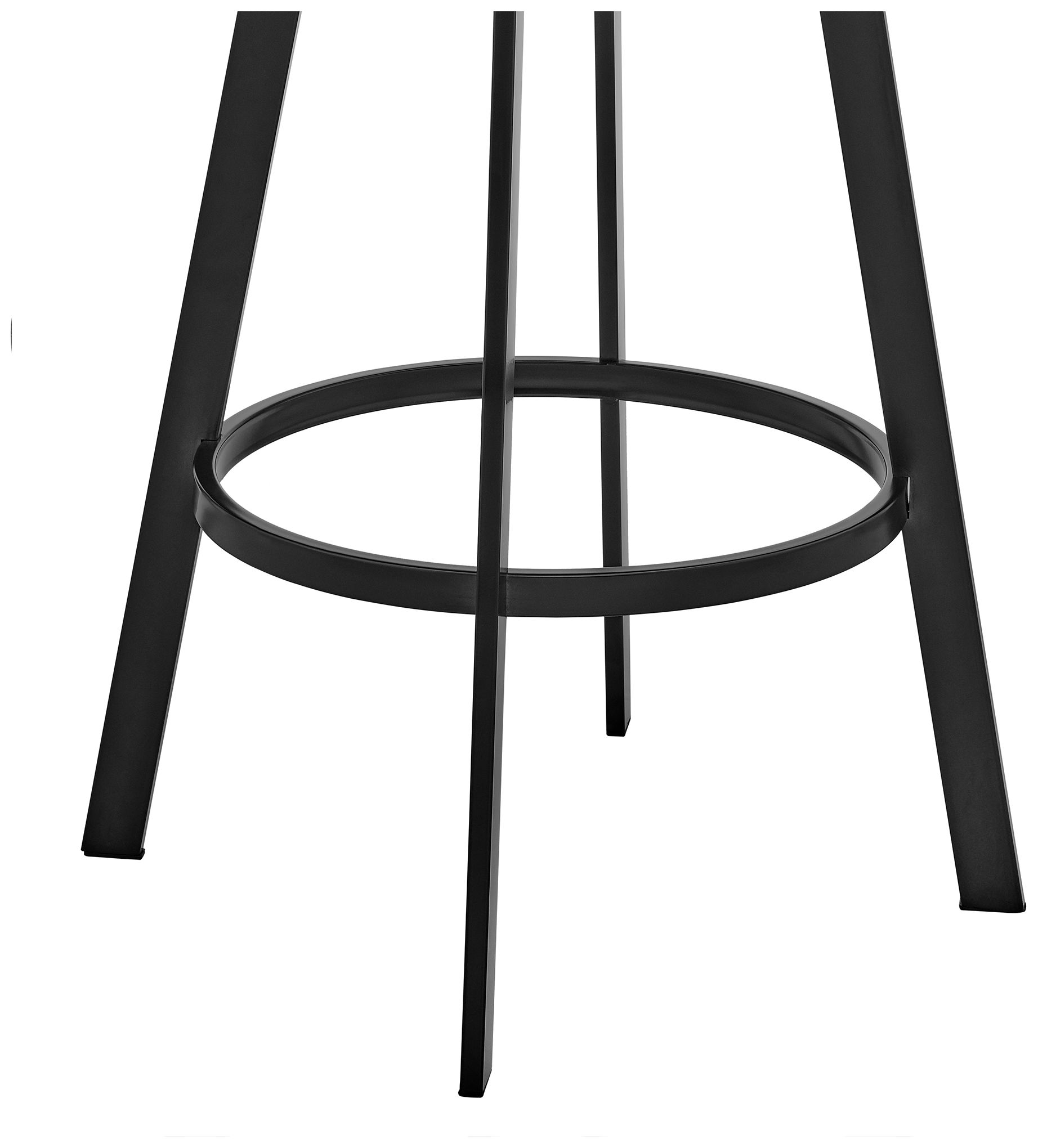 Bronson 25 in. Swivel Barstool in Matte Black, Black Faux Leather