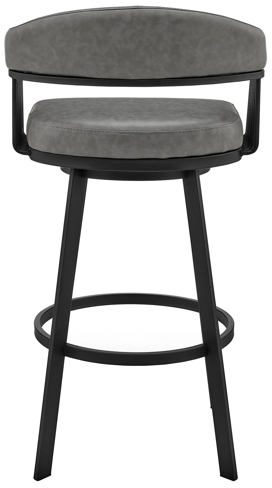 Image 6 Bronson 25 in. Swivel Barstool in Matte Black, Vintage Gray Faux Leather more views