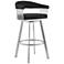 Bronson 25 in. Swivel Barstool in Stainless Steel, Black Faux Leather