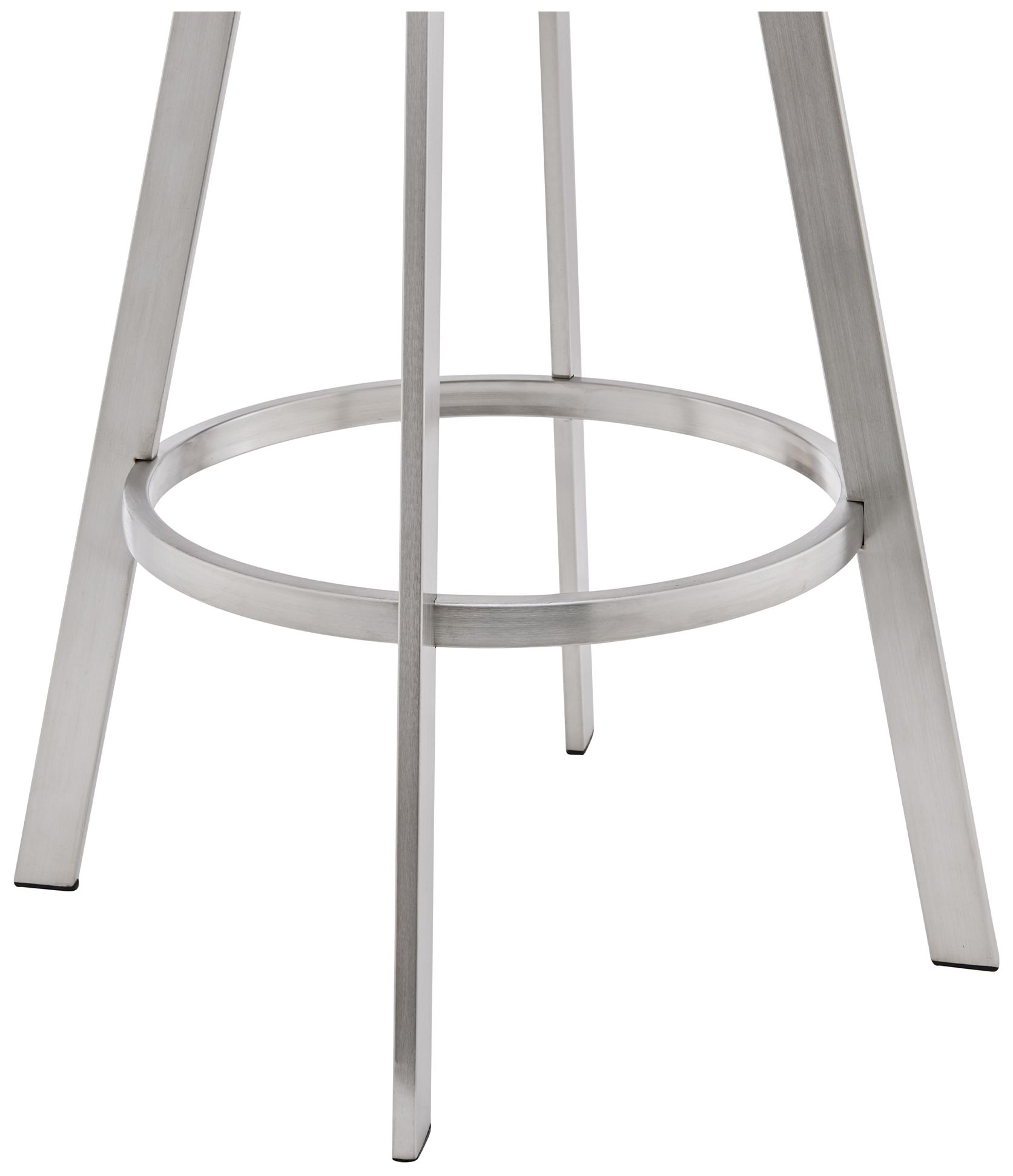 Image 7 Bronson 25 in. Swivel Barstool in Stainless Steel, Black Faux Leather more views