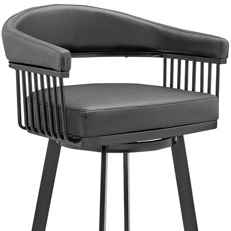 Image 3 Bronson 30" Black Faux Leather and Black Swivel Bar Stool more views