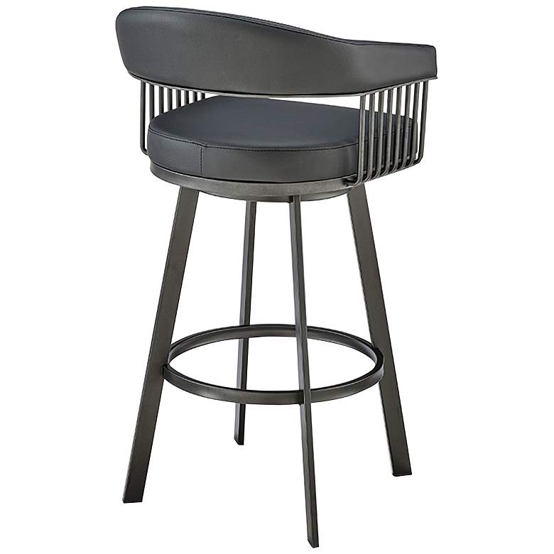 Image 5 Bronson 30" Black Faux Leather and Black Swivel Bar Stool more views