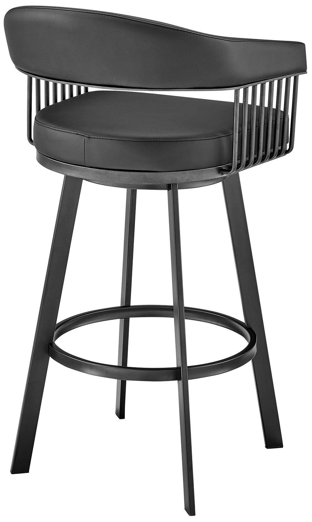 Image 6 Bronson 30" Black Faux Leather and Black Swivel Bar Stool more views