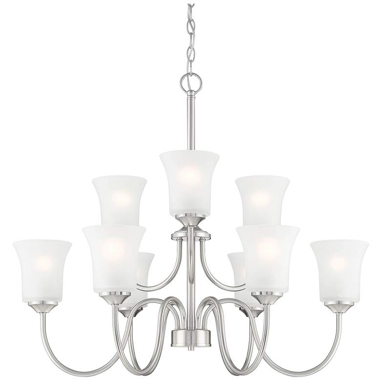 Image 1 Bronson 30" Wide Brushed Nickel 9 Light Chandelier