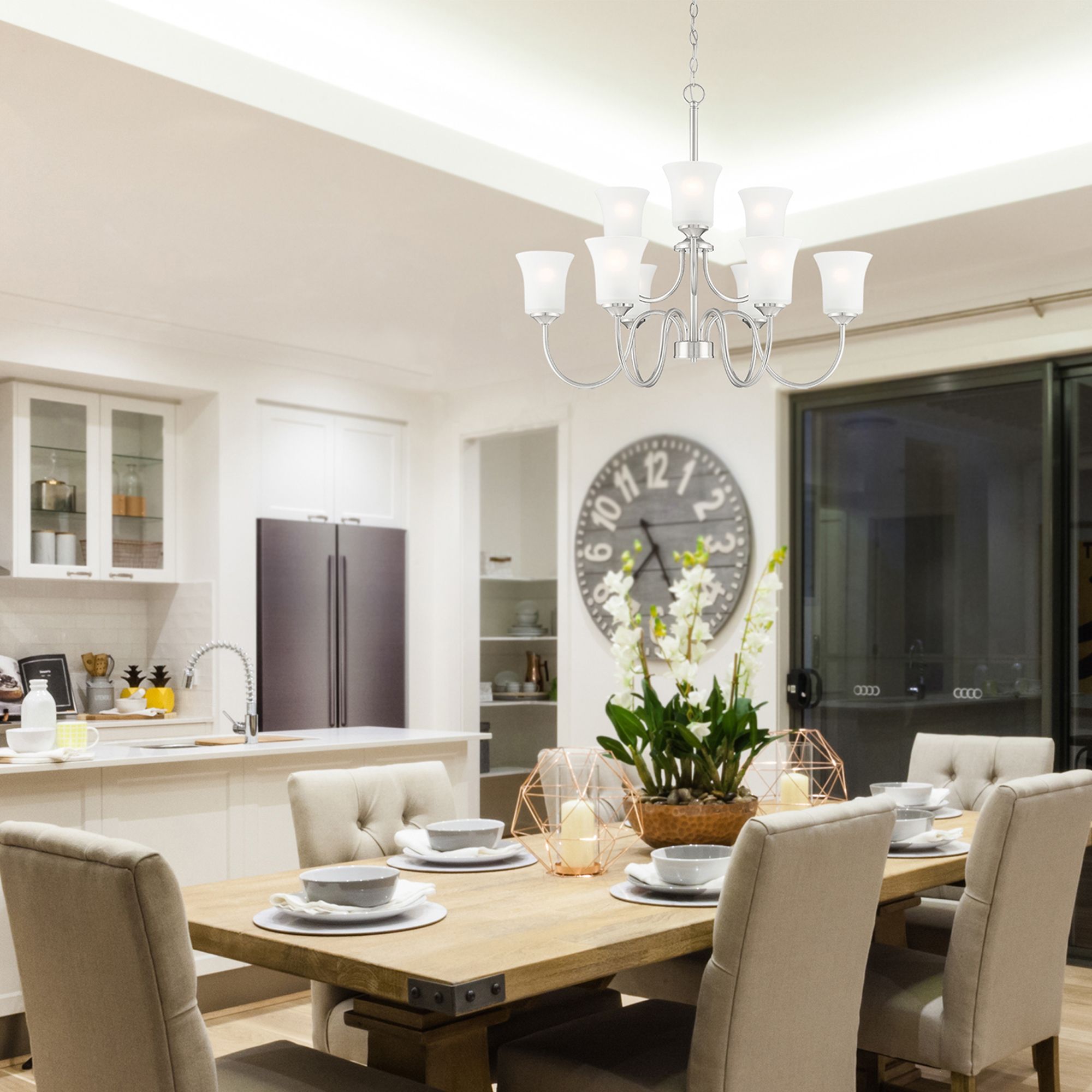 Image 4 Bronson 30" Wide Brushed Nickel 9 Light Chandelier more views