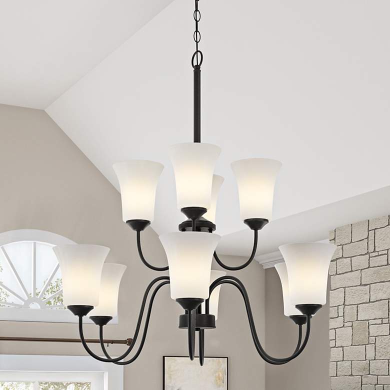 Image 1 Bronson 30" Wide Matte Black 9-Light Chandelier