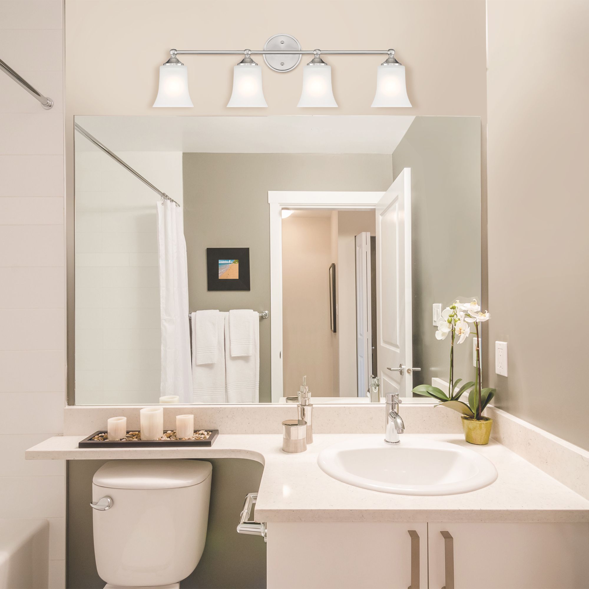 Image 3 Bronson 31.75" Wide 4-Light Brushed Nickel Transitional Vanity Light B more views