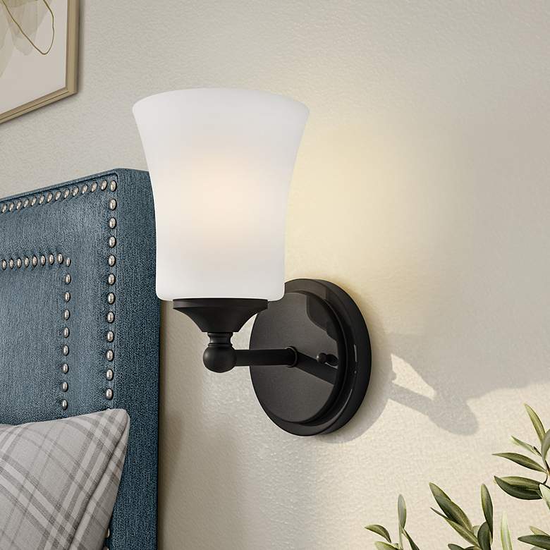 Image 1 Bronson 9.5" High 1-Light Matte Black Transitional Wall Sconce
