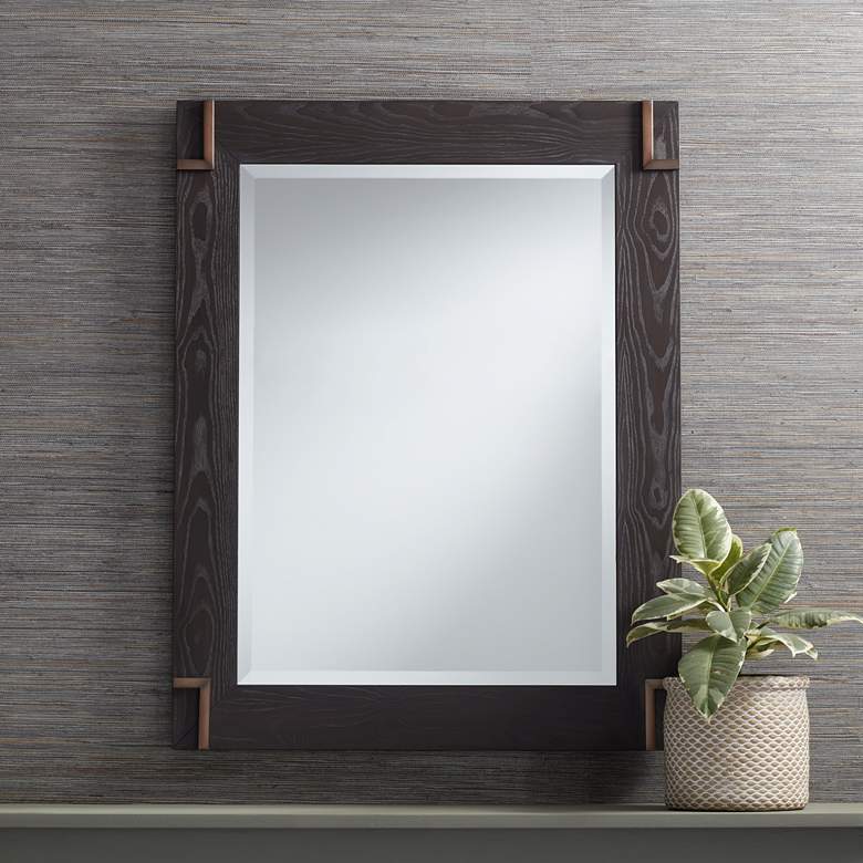 Image 1 Bronson Matte Dark Bronze 28 inch x 36 inch Rectangular Wall Mirror