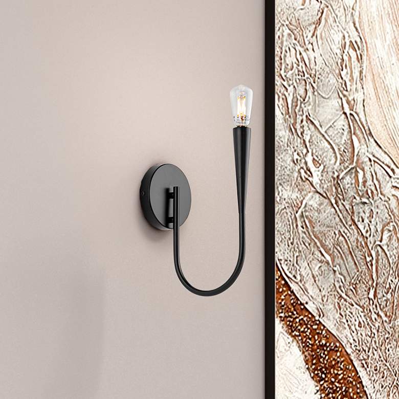 Image 1 Bronte 11" High Black Wall Sconce