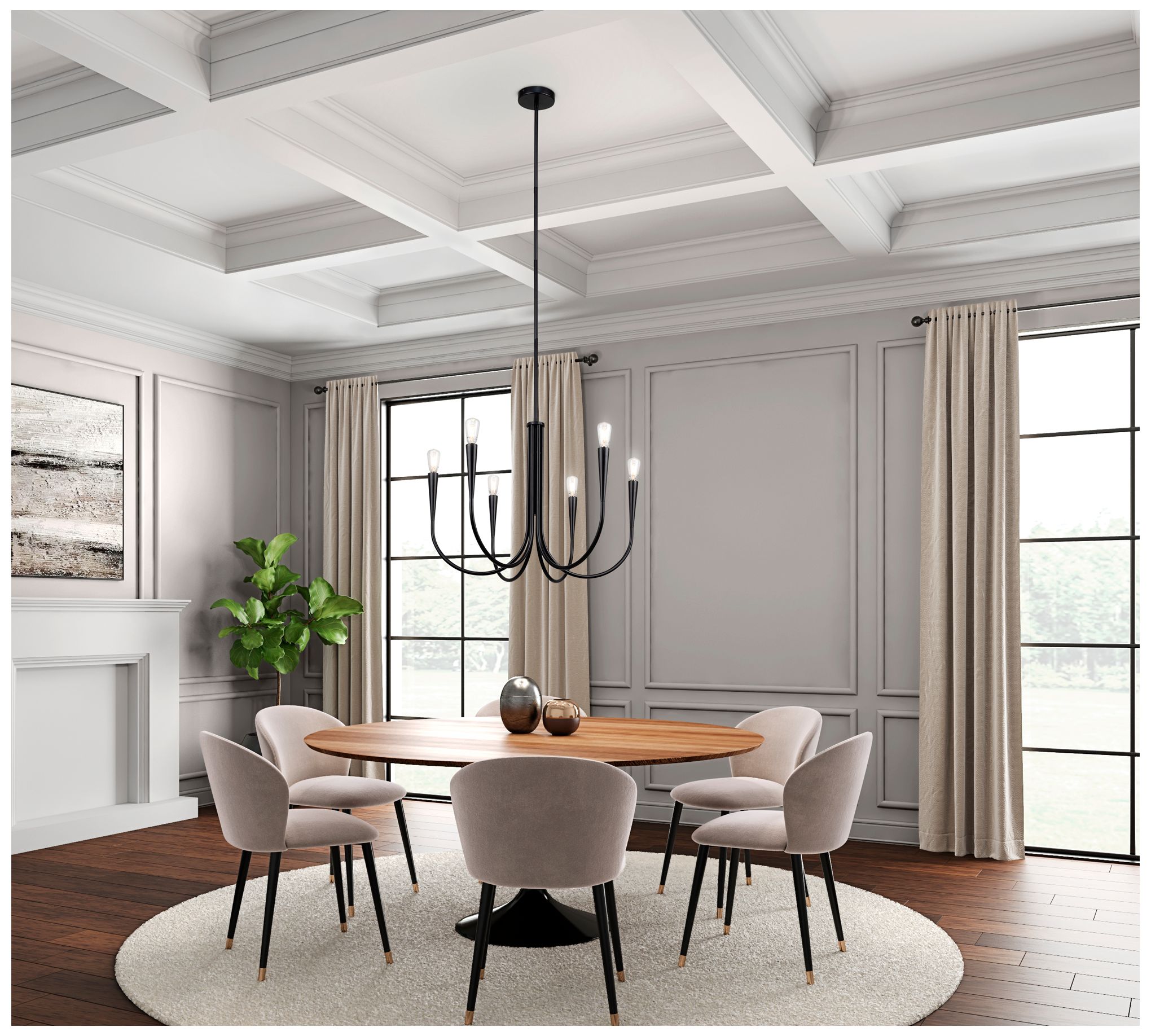Image 6 Bronte 24.5" Wide 6-Light Black Chandelier more views
