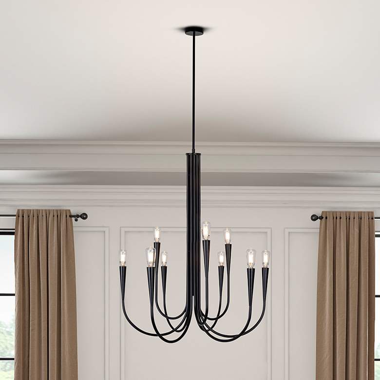 Image 1 Bronte 25.25" Wide 9-Light Black Chandelier