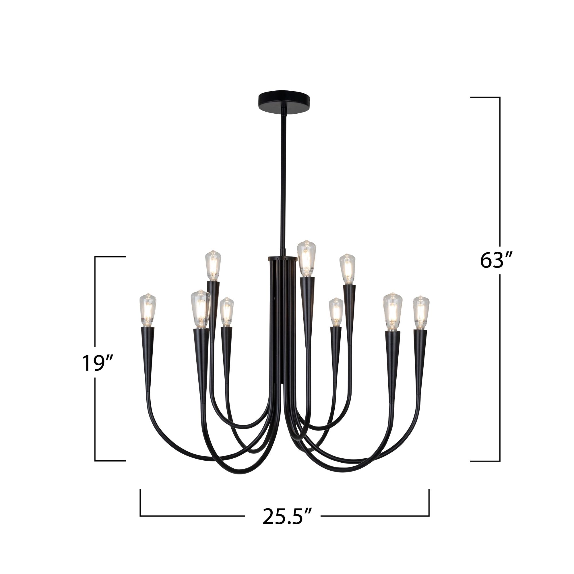 Bronte 25.25" Wide 9-Light Black Chandelier