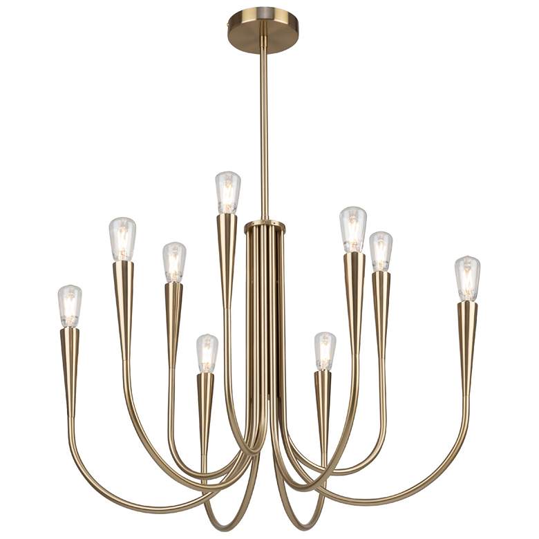 Image 1 Bronte 25.25" Wide 9-Light Brass Chandelier