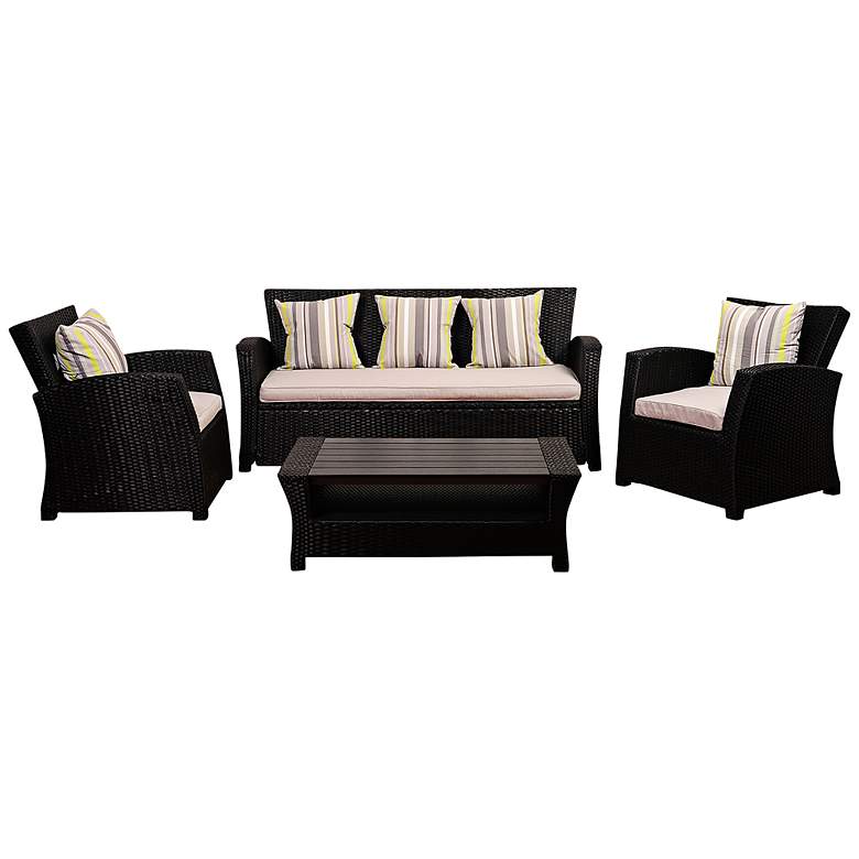 Image 1 Bronte Black 4-Pc Wicker Conversation Set
