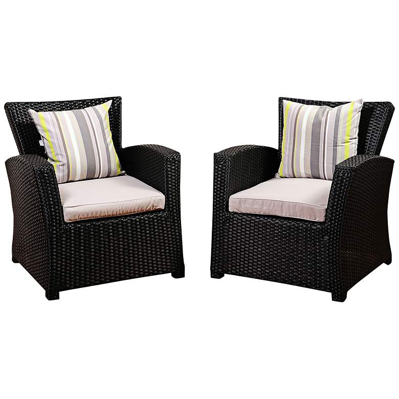 Image 1 Bronte Black Wicker Outdoor Armchair Set of 2