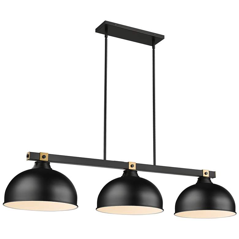 Image 1 Bronte by Z-Lite Matte Black + Rubbed Brass 51.75 inch 3 Light Billiard