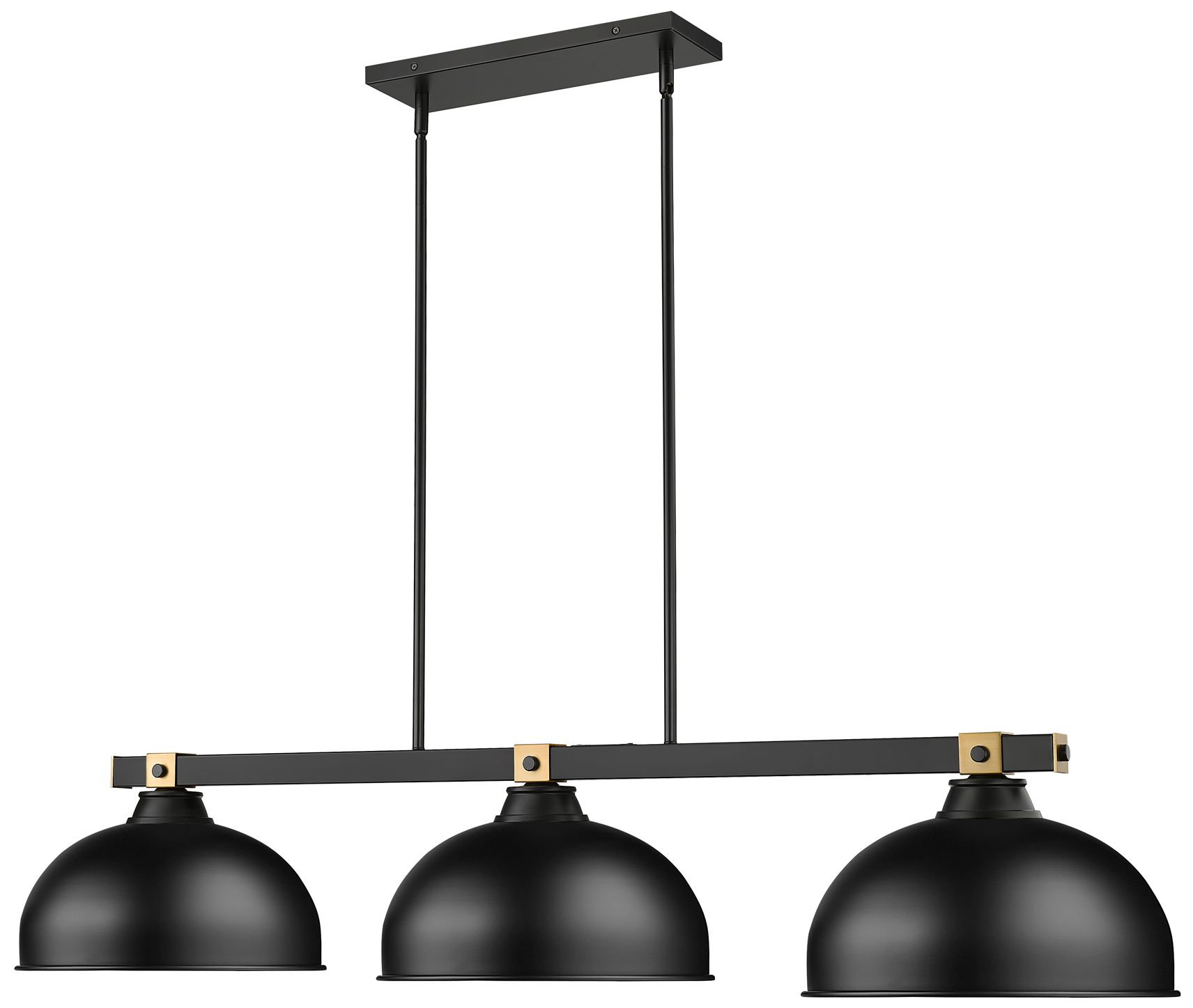 Image 2 Bronte by Z-Lite Matte Black + Rubbed Brass 51.75 inch 3 Light Billiard more views