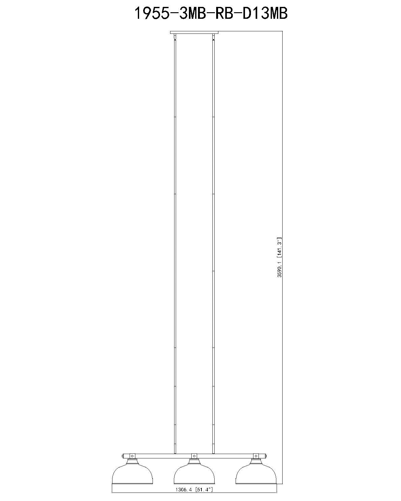 Image 4 Bronte by Z-Lite Matte Black + Rubbed Brass 51.75 inch 3 Light Billiard more views