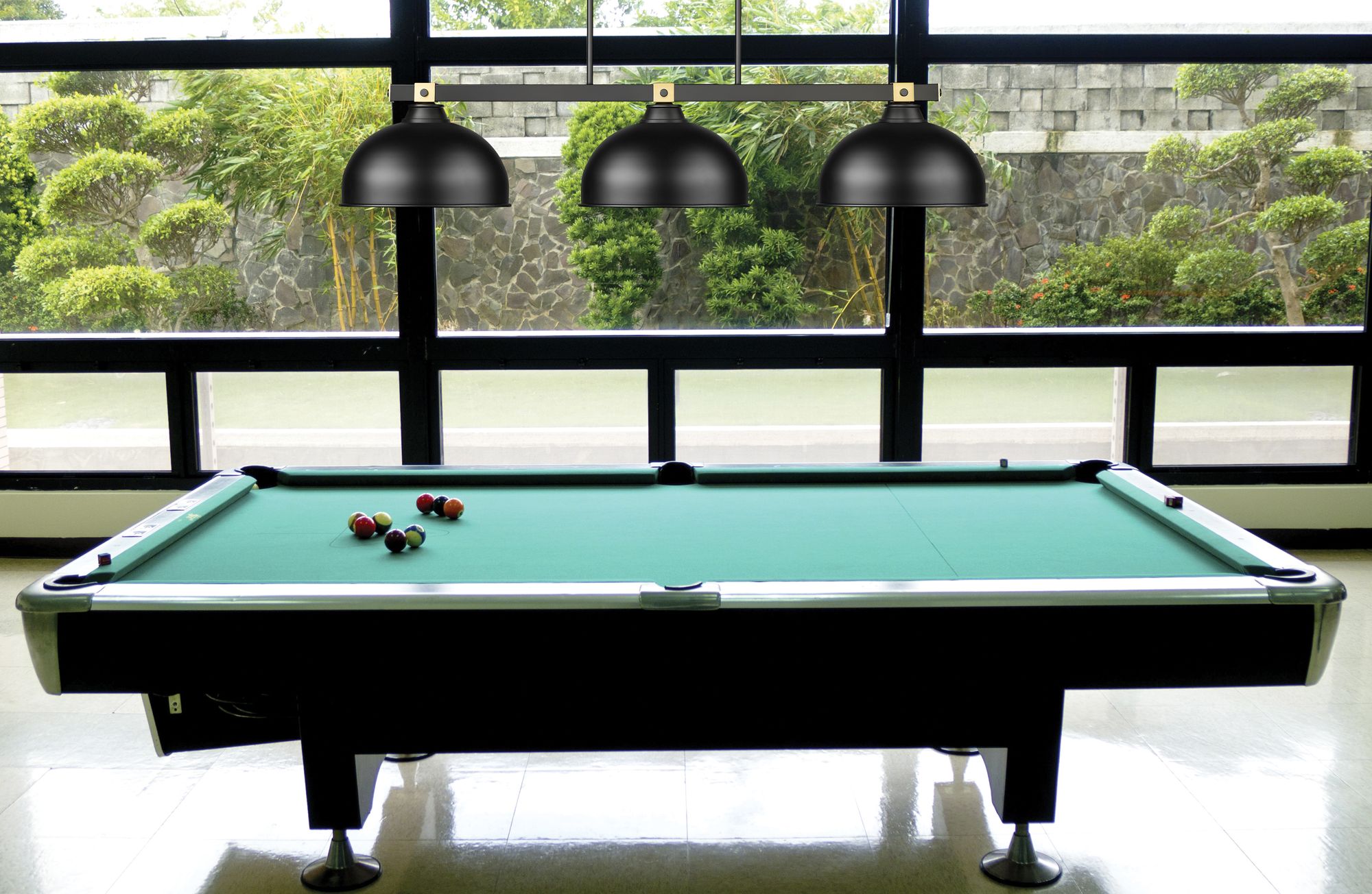 Image 5 Bronte by Z-Lite Matte Black + Rubbed Brass 51.75 inch 3 Light Billiard more views
