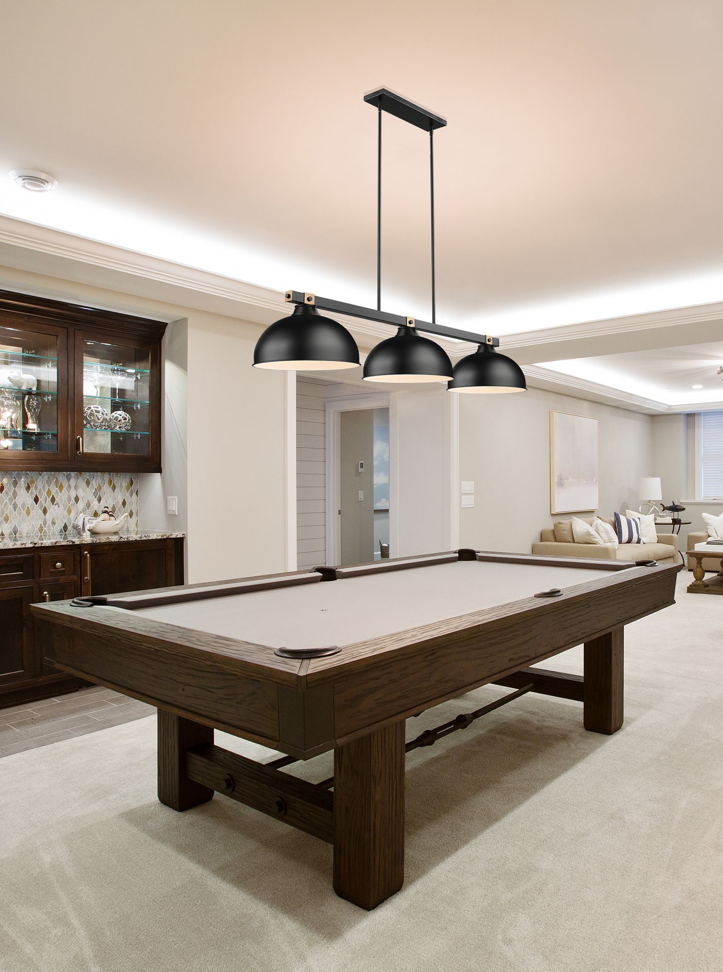 Image 6 Bronte by Z-Lite Matte Black + Rubbed Brass 51.75 inch 3 Light Billiard more views