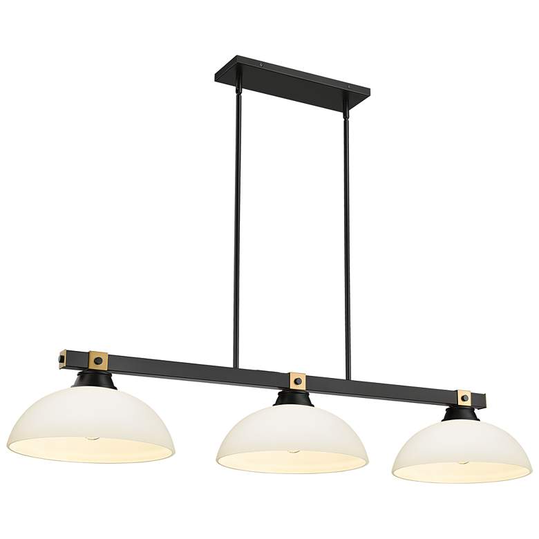 Image 1 Bronte by Z-Lite Matte Black + Rubbed Brass 52.25 inch 3 Light Billiard