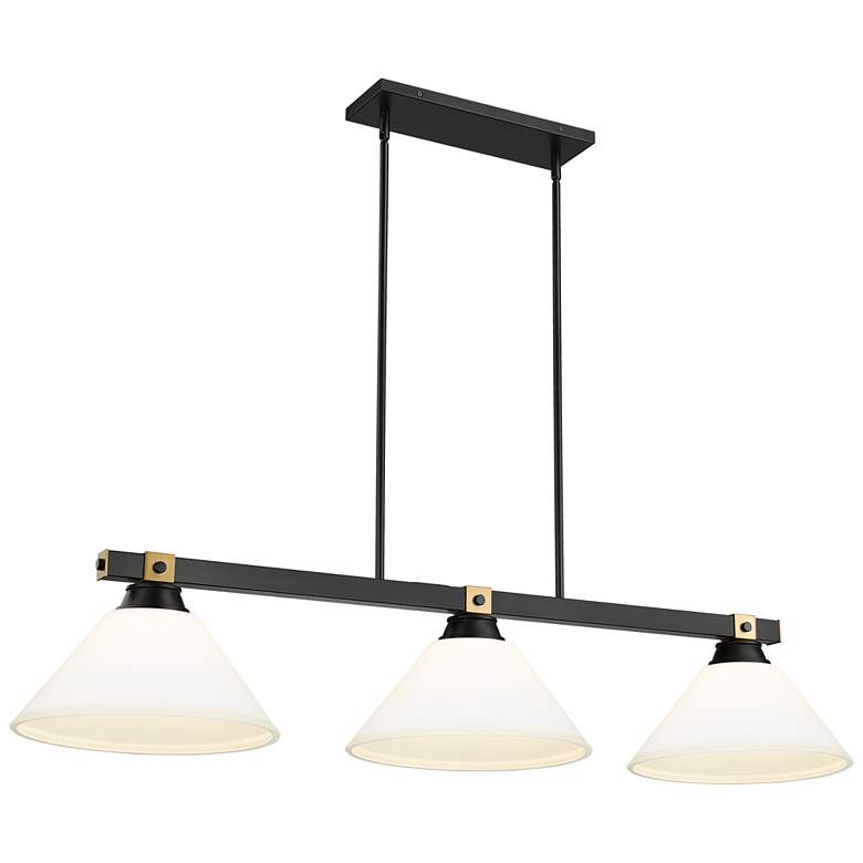Image 1 Bronte by Z-Lite Matte Black + Rubbed Brass 52.75 inch 3 Light Billiard