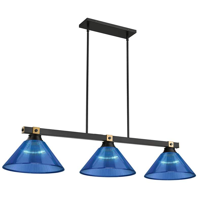 Image 1 Bronte by Z-Lite Matte Black + Rubbed Brass 52.75 inch 3 Light Billiard