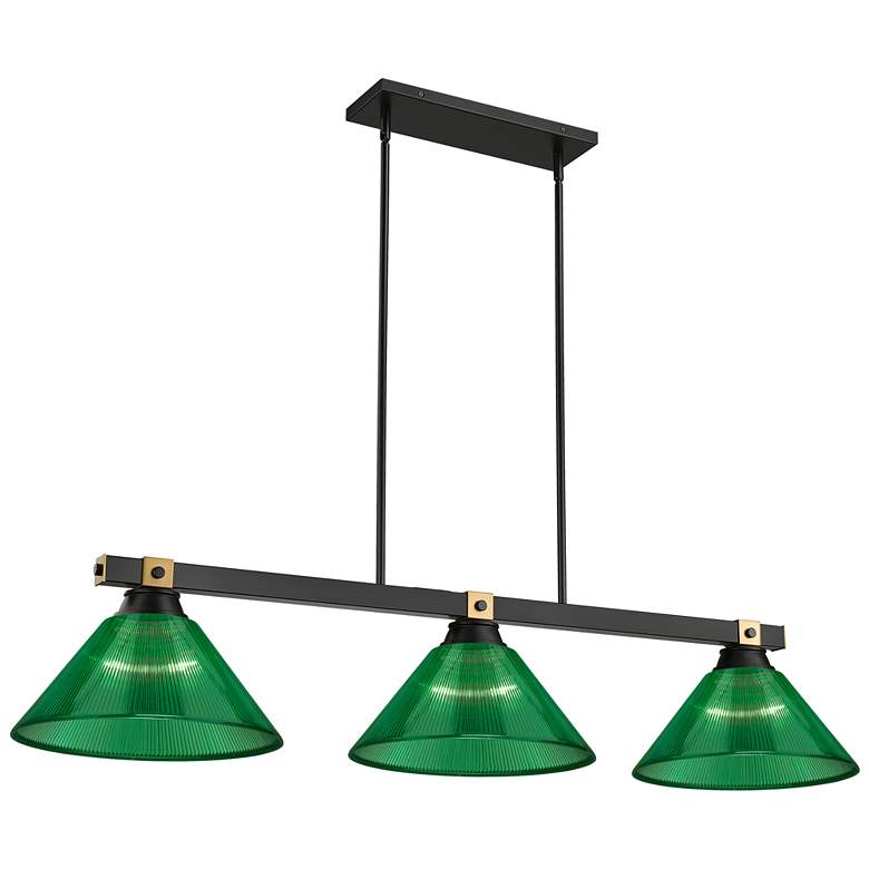Image 1 Bronte by Z-Lite Matte Black + Rubbed Brass 52.75 inch 3 Light Billiard