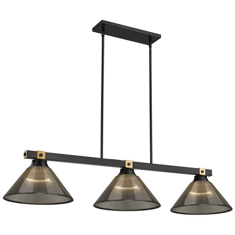 Image 1 Bronte by Z-Lite Matte Black + Rubbed Brass 52.75 inch 3 Light Billiard