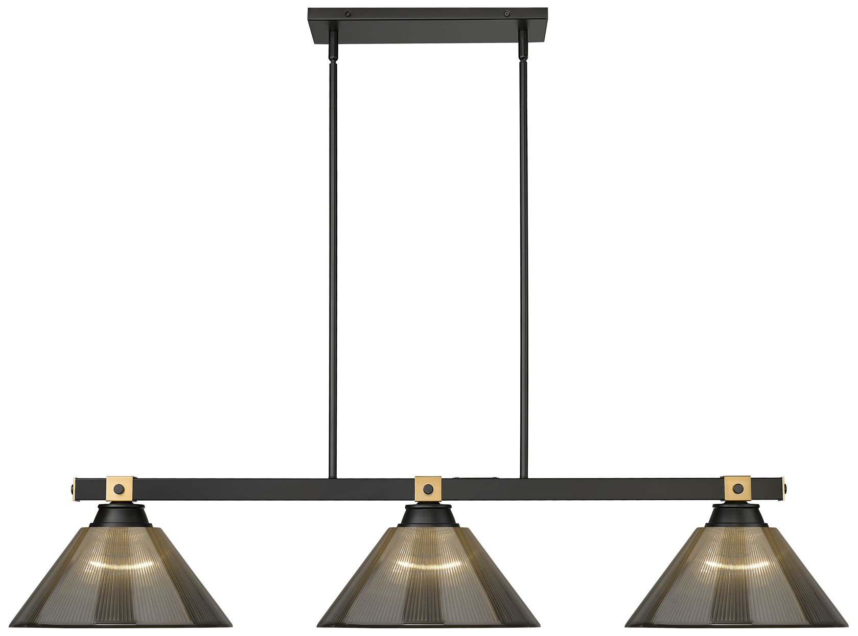 Image 2 Bronte by Z-Lite Matte Black + Rubbed Brass 52.75 inch 3 Light Billiard more views