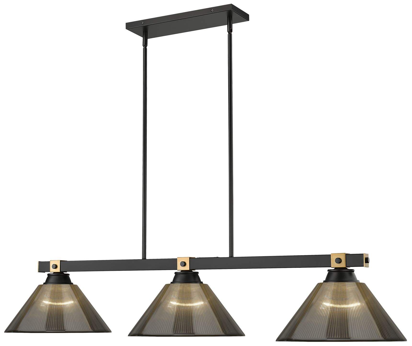 Image 3 Bronte by Z-Lite Matte Black + Rubbed Brass 52.75 inch 3 Light Billiard more views