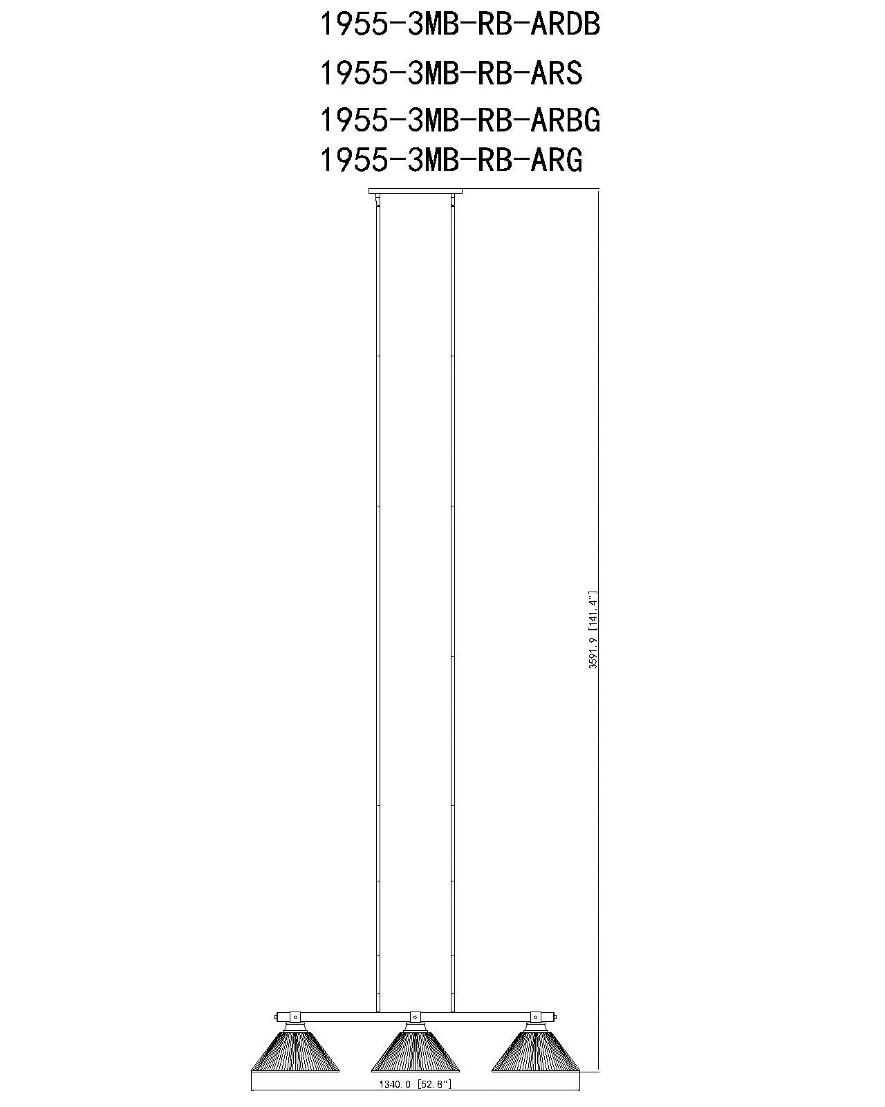 Image 6 Bronte by Z-Lite Matte Black + Rubbed Brass 52.75 inch 3 Light Billiard more views