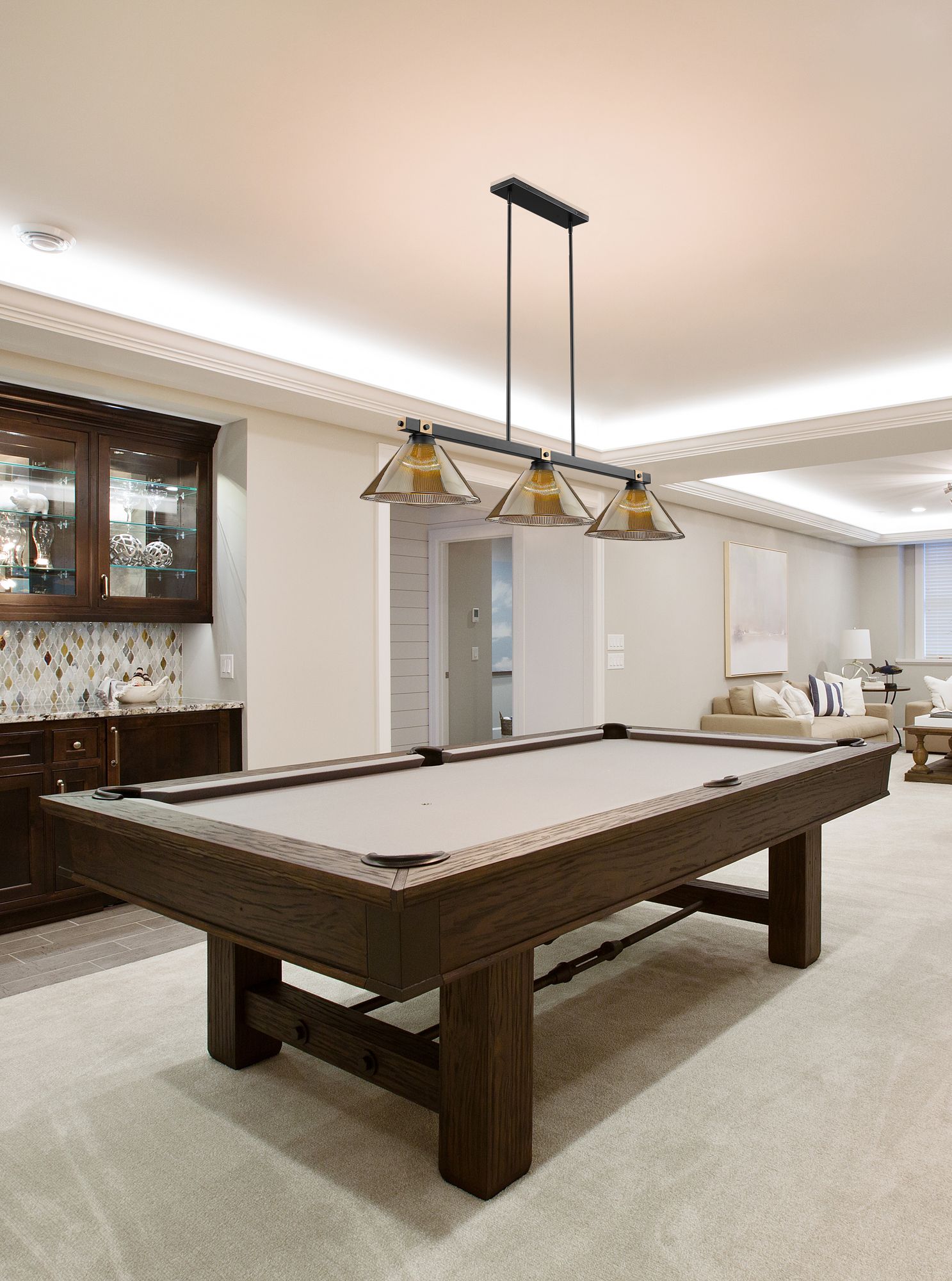 Image 7 Bronte by Z-Lite Matte Black + Rubbed Brass 52.75 inch 3 Light Billiard more views