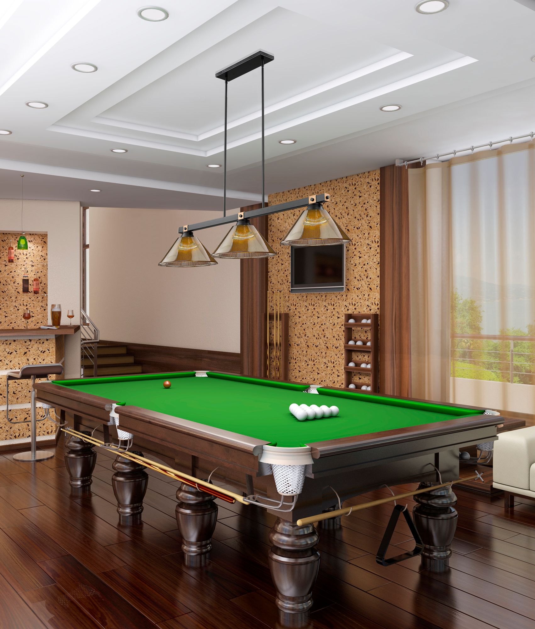 Bronte by Z-Lite Matte Black + Rubbed Brass 52.75 inch 3 Light Billiard