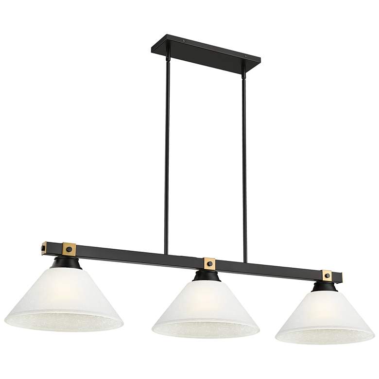 Image 1 Bronte by Z-Lite Matte Black + Rubbed Brass 52.75 inch 3 Light Billiard