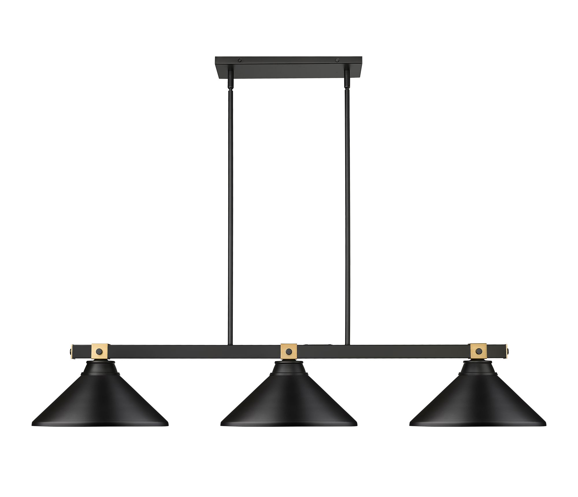Image 2 Bronte by Z-Lite Matte Black + Rubbed Brass 52.75 inch 3 Light Billiard more views
