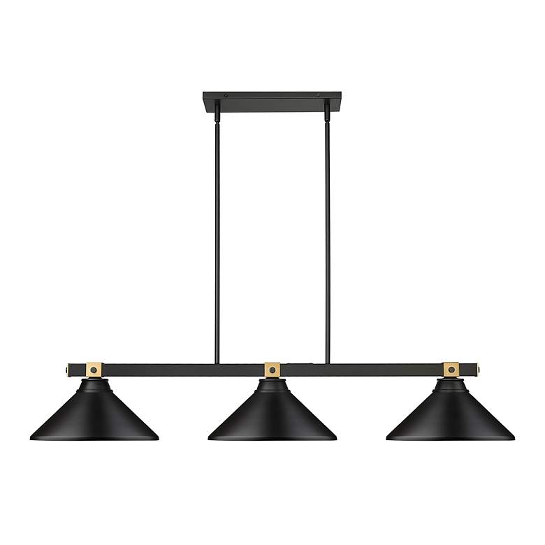 Image 2 Bronte by Z-Lite Matte Black + Rubbed Brass 52.75 inch 3 Light Billiard more views