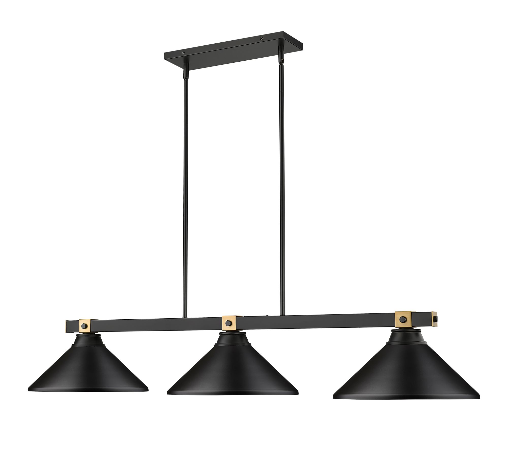 Image 3 Bronte by Z-Lite Matte Black + Rubbed Brass 52.75 inch 3 Light Billiard more views