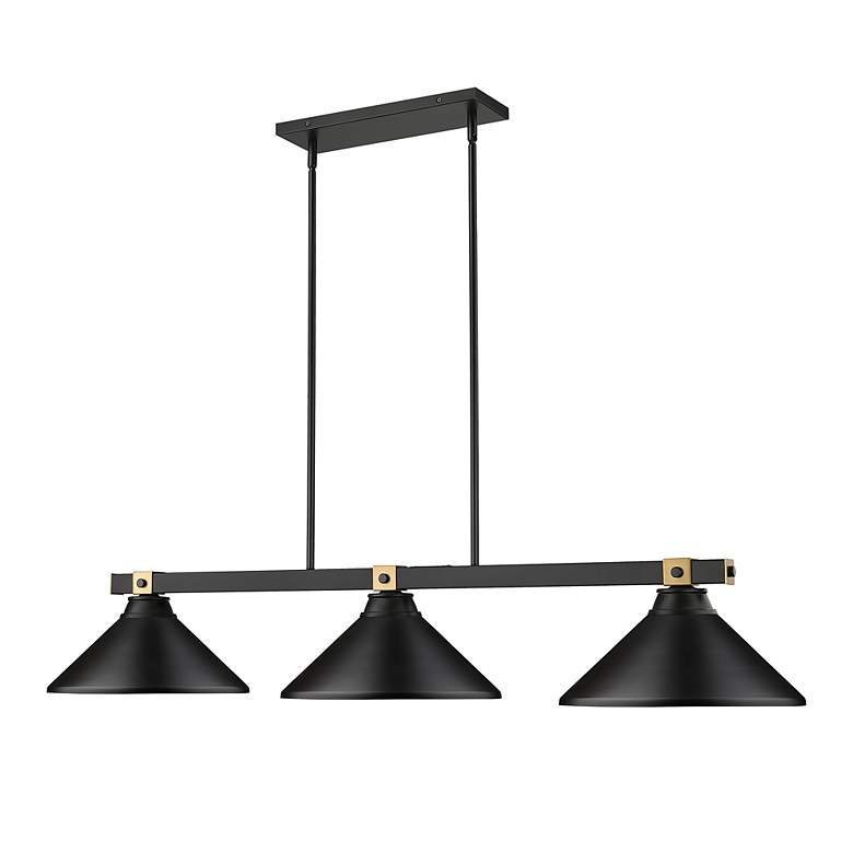 Image 3 Bronte by Z-Lite Matte Black + Rubbed Brass 52.75 inch 3 Light Billiard more views