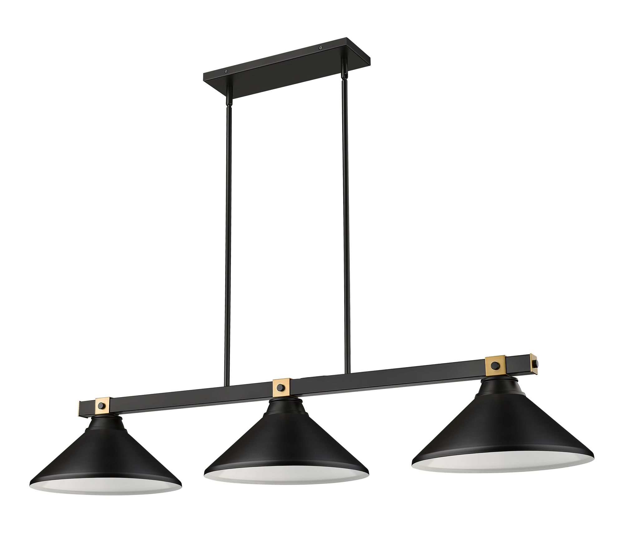 Image 5 Bronte by Z-Lite Matte Black + Rubbed Brass 52.75 inch 3 Light Billiard more views