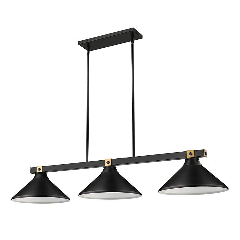 Image 5 Bronte by Z-Lite Matte Black + Rubbed Brass 52.75 inch 3 Light Billiard more views