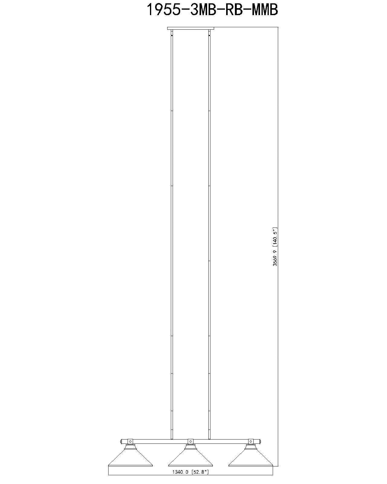 Image 6 Bronte by Z-Lite Matte Black + Rubbed Brass 52.75 inch 3 Light Billiard more views