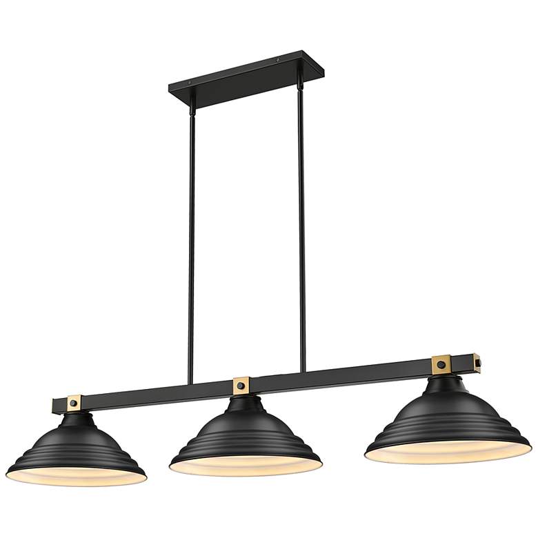 Image 1 Bronte by Z-Lite Matte Black + Rubbed Brass 54.75 inch 3 Light Billiard