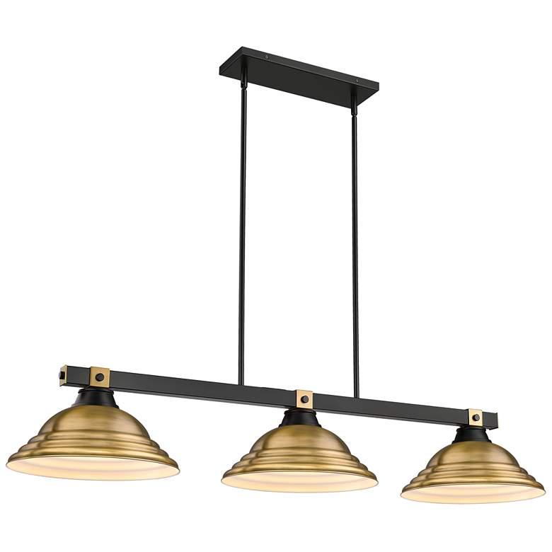 Image 1 Bronte by Z-Lite Matte Black + Rubbed Brass 54.75 inch 3 Light Billiard
