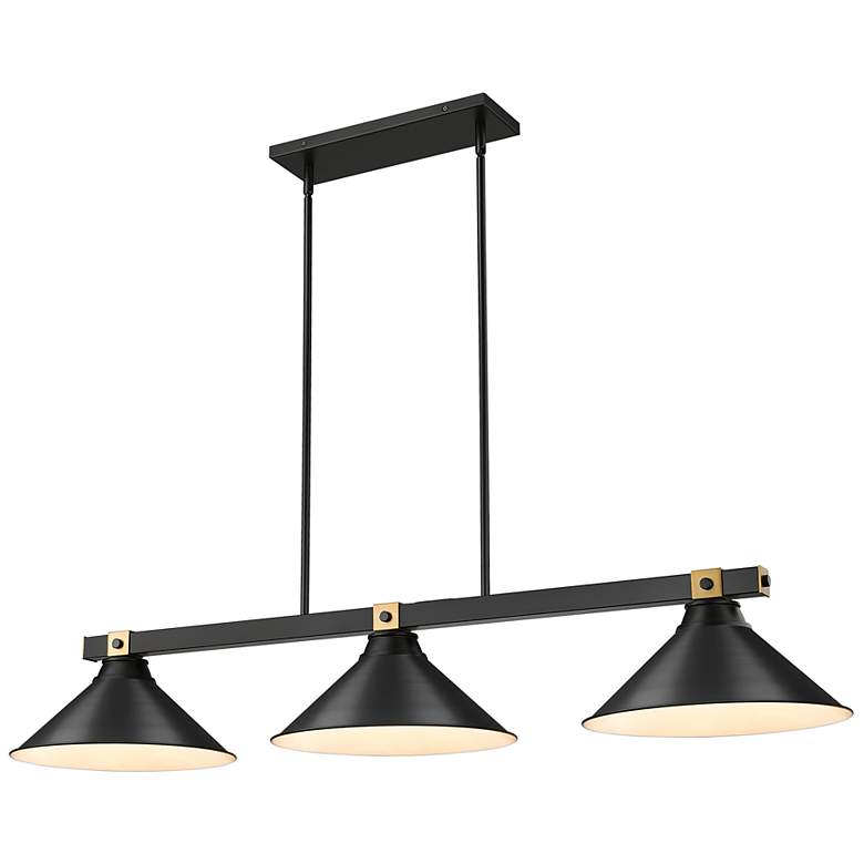 Image 1 Bronte by Z-Lite Matte Black + Rubbed Brass 54 inch 3 Light Billiard