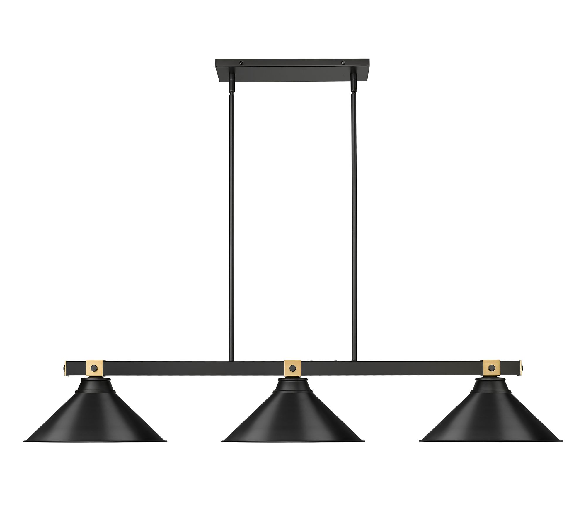 Image 2 Bronte by Z-Lite Matte Black + Rubbed Brass 54 inch 3 Light Billiard more views