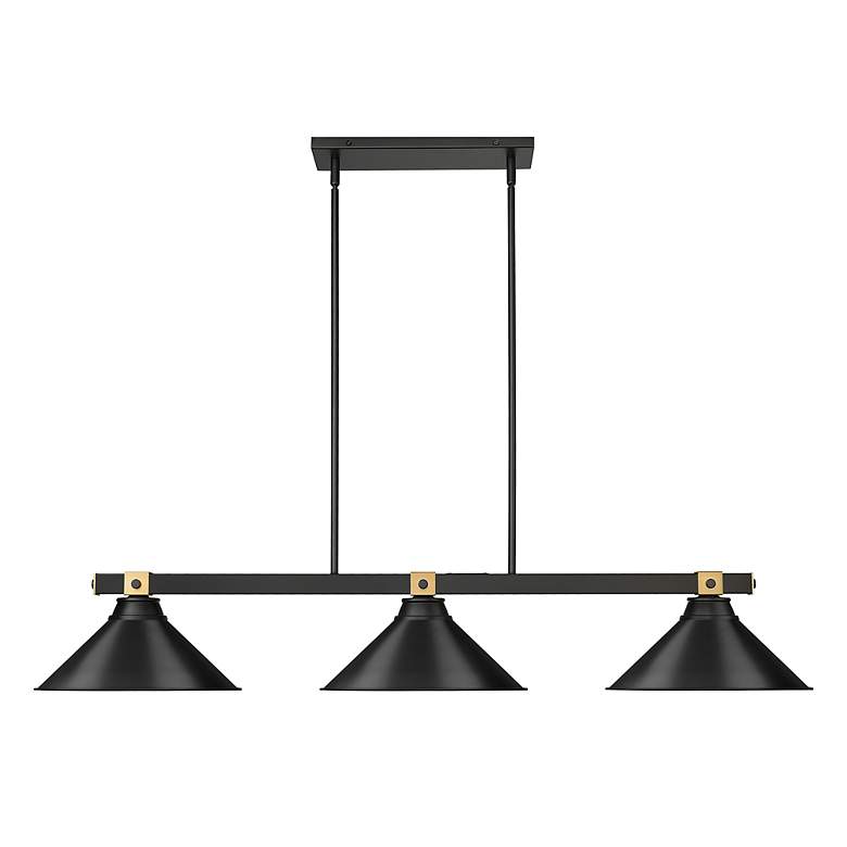 Image 2 Bronte by Z-Lite Matte Black + Rubbed Brass 54 inch 3 Light Billiard more views